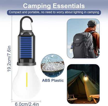 2/4 PCS Rechargeable Solar LED Light Bulbs, Waterproof Clip Hook Solar Outdoor Lights, Portable Camping Gear for Hiking, Emergency Use,Summervibes
