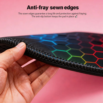 Mouse Pad - Cyber Hex Grid Extended Abstract Geometric Desk Mat, Stitched Edges & Non-Slip Base for Office & Gaming Tiktokshopspringglowup,Summervibes