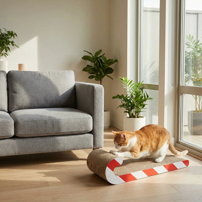 Multi-Functional Cat Sofa Cat Scratcher Board Durable Cardboard Scratching Pad Cozy Cat Bed Ample Space Oval Cats Cratcher Indoor Adult Cat Pet Cat Bed Durable Pet Furniture Kitty Bed
