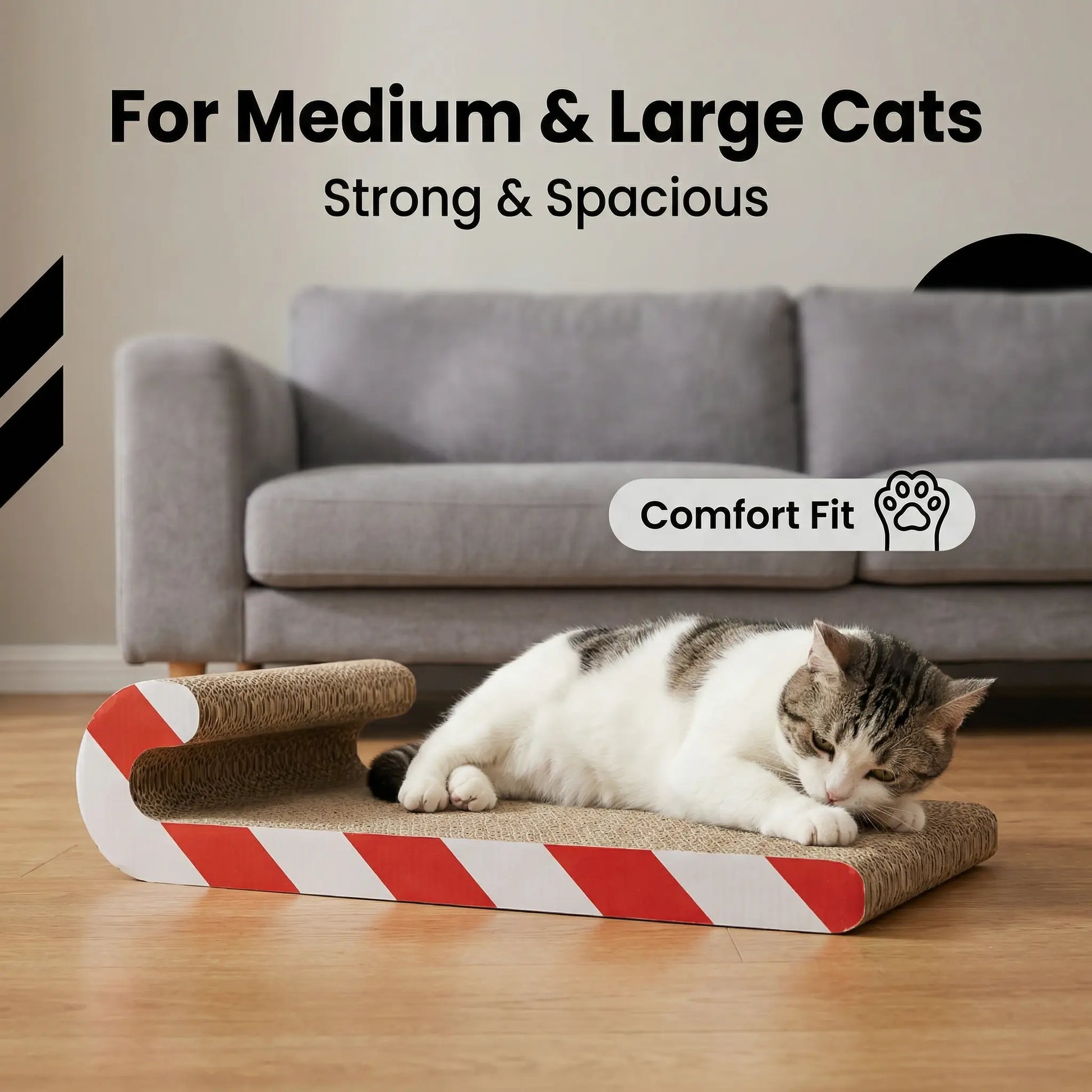 Multi-Functional Cat Sofa Cat Scratcher Board Durable Cardboard Scratching Pad Cozy Cat Bed Ample Space Oval Cats Cratcher Indoor Adult Cat Pet Cat Bed Durable Pet Furniture Kitty Bed