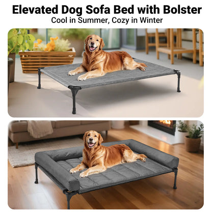 #Summervibes #Petlovers Veehoo Orthopedic Elevated Pet Bed – Joint Support & Anxiety Relief Calming Dog Couch with Soft Bolster Cushion | Healthy Deep Sleep, Breathable Mesh & Washable Cover
