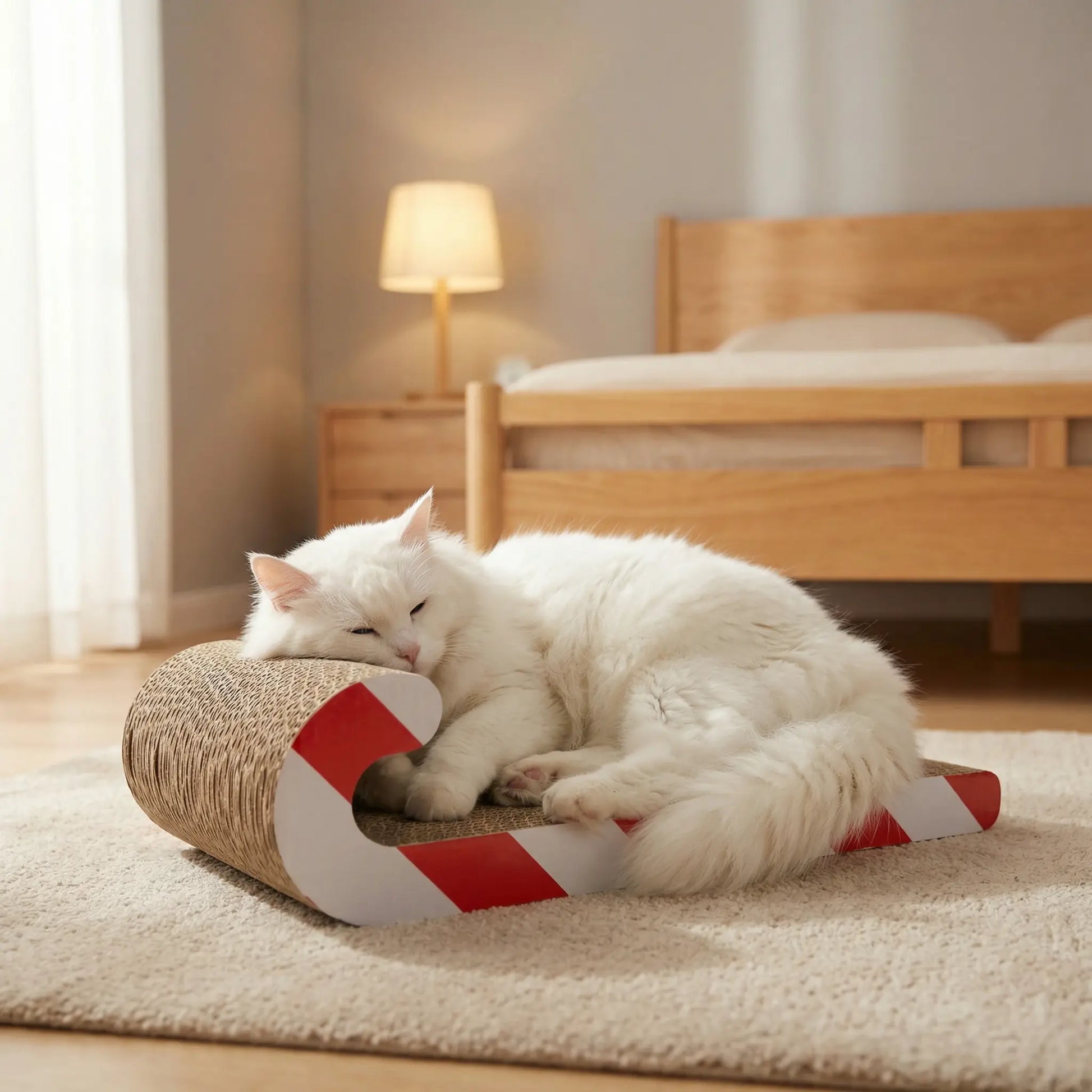 Multi-Functional Cat Sofa Cat Scratcher Board Durable Cardboard Scratching Pad Cozy Cat Bed Ample Space Oval Cats Cratcher Indoor Adult Cat Pet Cat Bed Durable Pet Furniture Kitty Bed