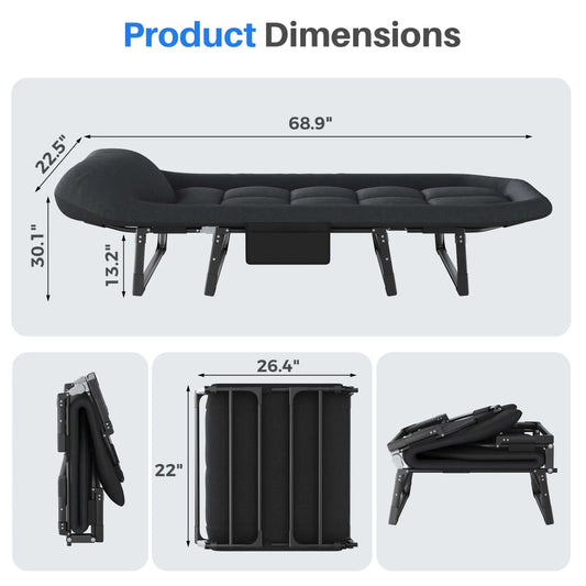 Camping Cot for Adults, 6 Angle Adjustable Folding Camping Bed with Mattress, Foldable Camping Bed for Camp, Office, Outdoor, Lightweight Camping Cot Supports 450 Lbs