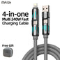 Mfish 4-In-1 Charger Multi 240W Fast Charging Super Liquid Silicone Cable with USB a Type C Lightning for Iphone17&Samsung Laptops Charger