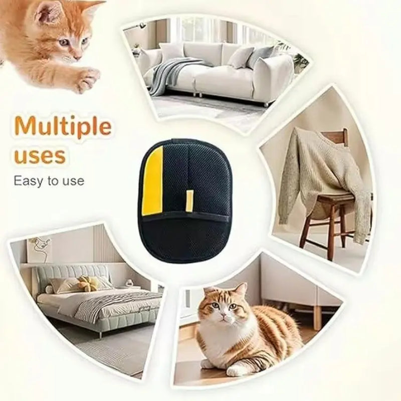 2Pcs Pet Hair Remover Electrostatic Gloves Two-Way Brush Sticky Hair Remover for Couches Carpets Car Seats Home Cleaning Portable Grooming Tool