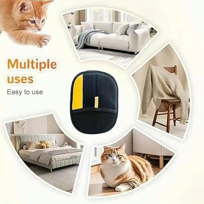 2Pcs Pet Hair Remover Electrostatic Gloves Two-Way Brush Sticky Hair Remover for Couches Carpets Car Seats Home Cleaning Portable Grooming Tool