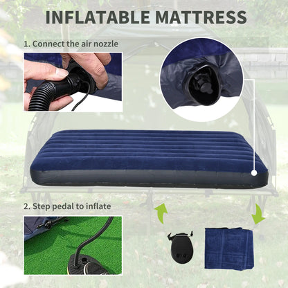 #Summervibes Outsunny 1/2 Person Foldable Camping Cot with Tent, Bedspread, Thick Air Mattress, 4-In-1 Elevated Camping Bed for Outdoor Hiking, Picnic, Travel