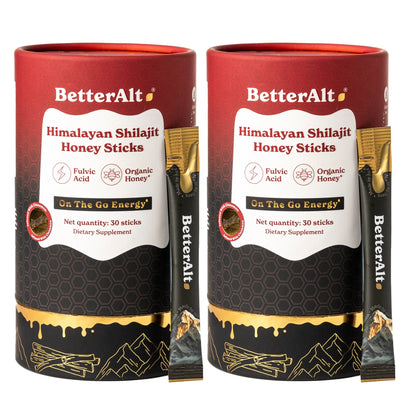 Betteralt GOLD+ Shilajit Honey Sticks | Lab-Tested for Purity | Shilajit, Honey & Saffron | 85 Minerals & 75% Fulvic Acid for Energy & Stamina | 30N