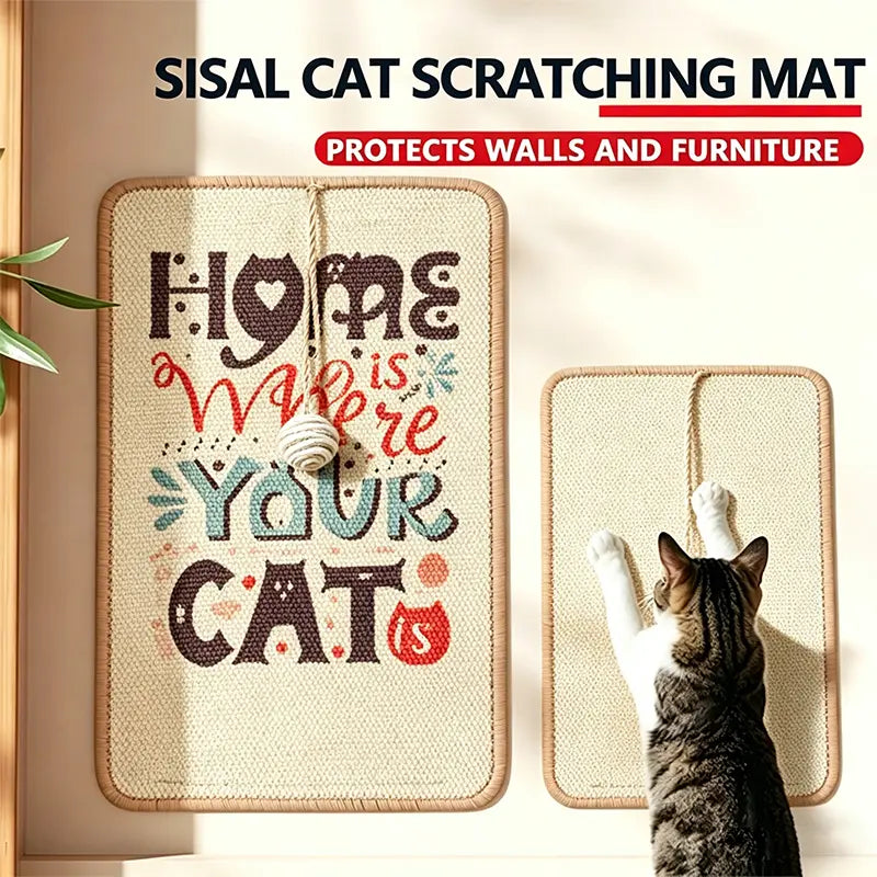 Wall Sisal Cat Scratcher Mat, Indoor Cat Scratching Pad for Furniture & Wall Protection, Durable Pet Scratcher for Cats Kittens