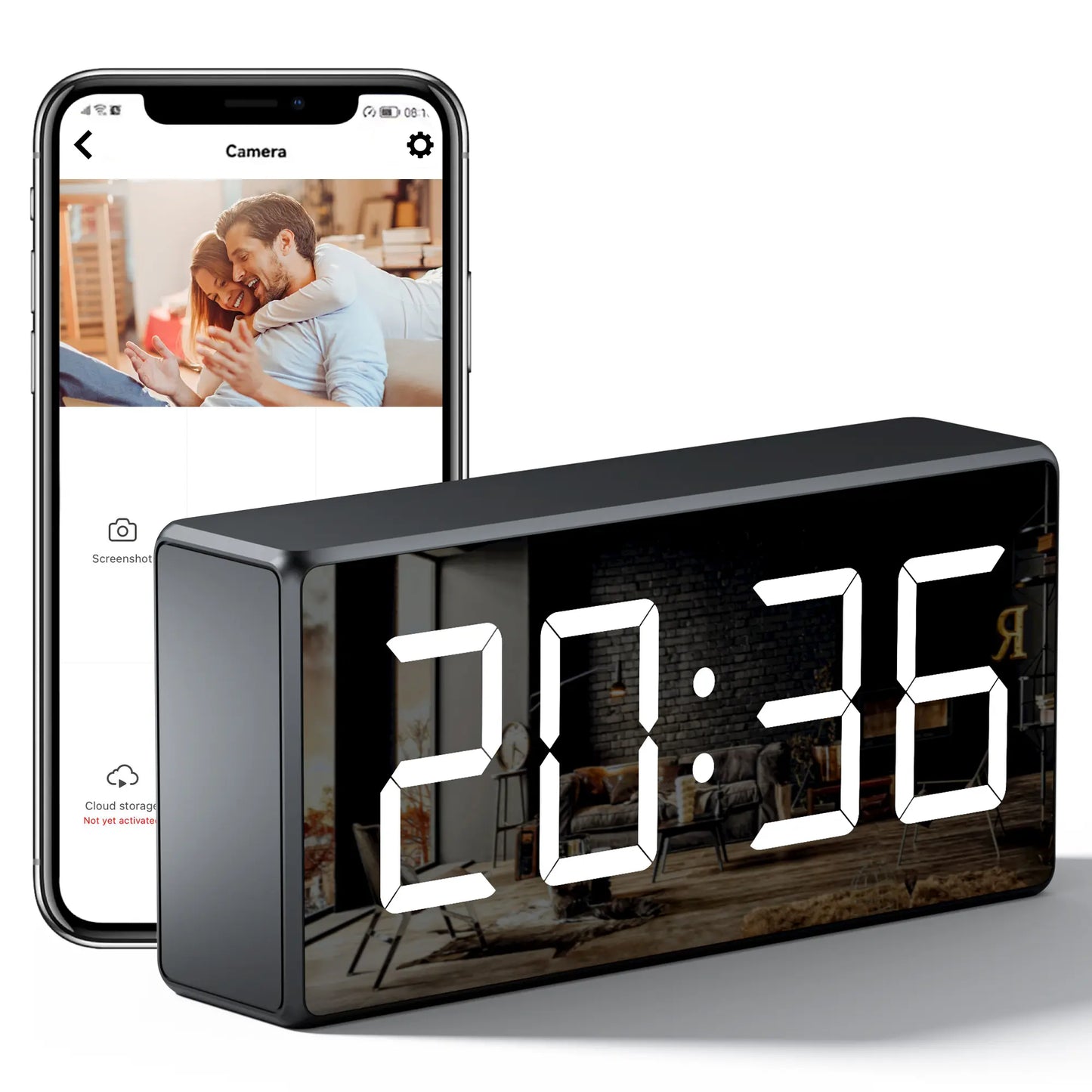 Camera Clock Wifi Camera Covert Nanny Video Recorder 4K Wireless Nanny Cam Indoor Home Office Security Night Vision Motion Detection