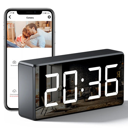 Camera Clock Wifi Camera Covert Nanny Video Recorder 4K Wireless Nanny Cam Indoor Home Office Security Night Vision Motion Detection