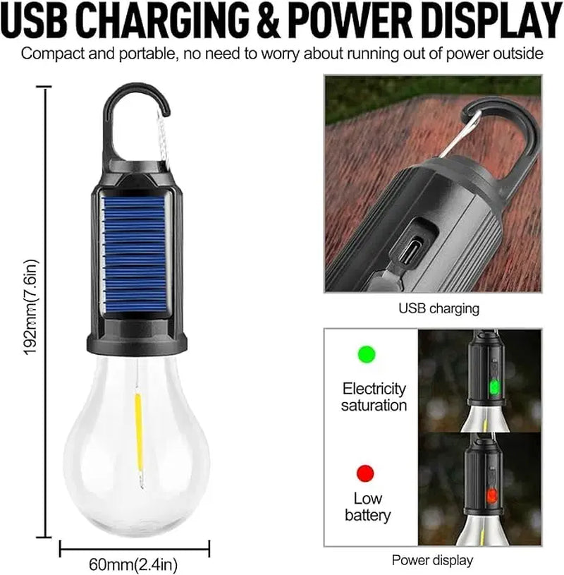 2/4 PCS Rechargeable Solar LED Light Bulbs, Waterproof Clip Hook Solar Outdoor Lights, Portable Camping Gear for Hiking, Emergency Use,Summervibes