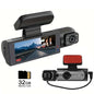 Front & inside Dashcams for Cars, Front Rear Dashcam, Car Dashboard Camera, Video Dashcam, Cardashcam with 32GB Card, Wide Angle Driving Recorder with IR Night Vision, 3.16 Inch IPS Screen HD Camera with Dual Lens, (Non-Rechargeable; Plug-In Use)