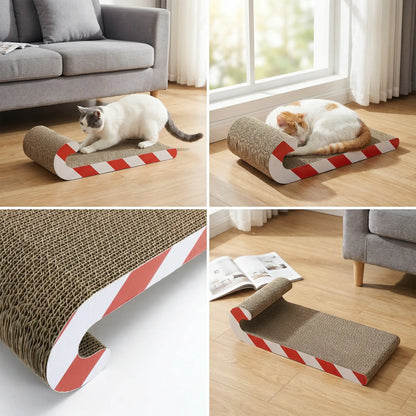 Multi-Functional Cat Sofa Cat Scratcher Board Durable Cardboard Scratching Pad Cozy Cat Bed Ample Space Oval Cats Cratcher Indoor Adult Cat Pet Cat Bed Durable Pet Furniture Kitty Bed