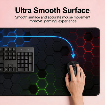 Mouse Pad - Cyber Hex Grid Extended Abstract Geometric Desk Mat, Stitched Edges & Non-Slip Base for Office & Gaming Tiktokshopspringglowup,Summervibes